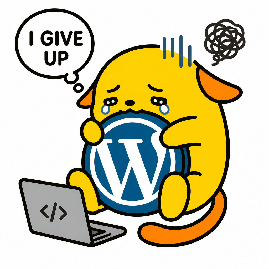 Wapuu: A depressed wapuu ready to give up on coding