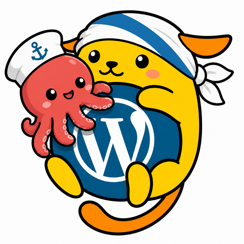 Wapuu: a Galician Wapuu with an octopus mascot