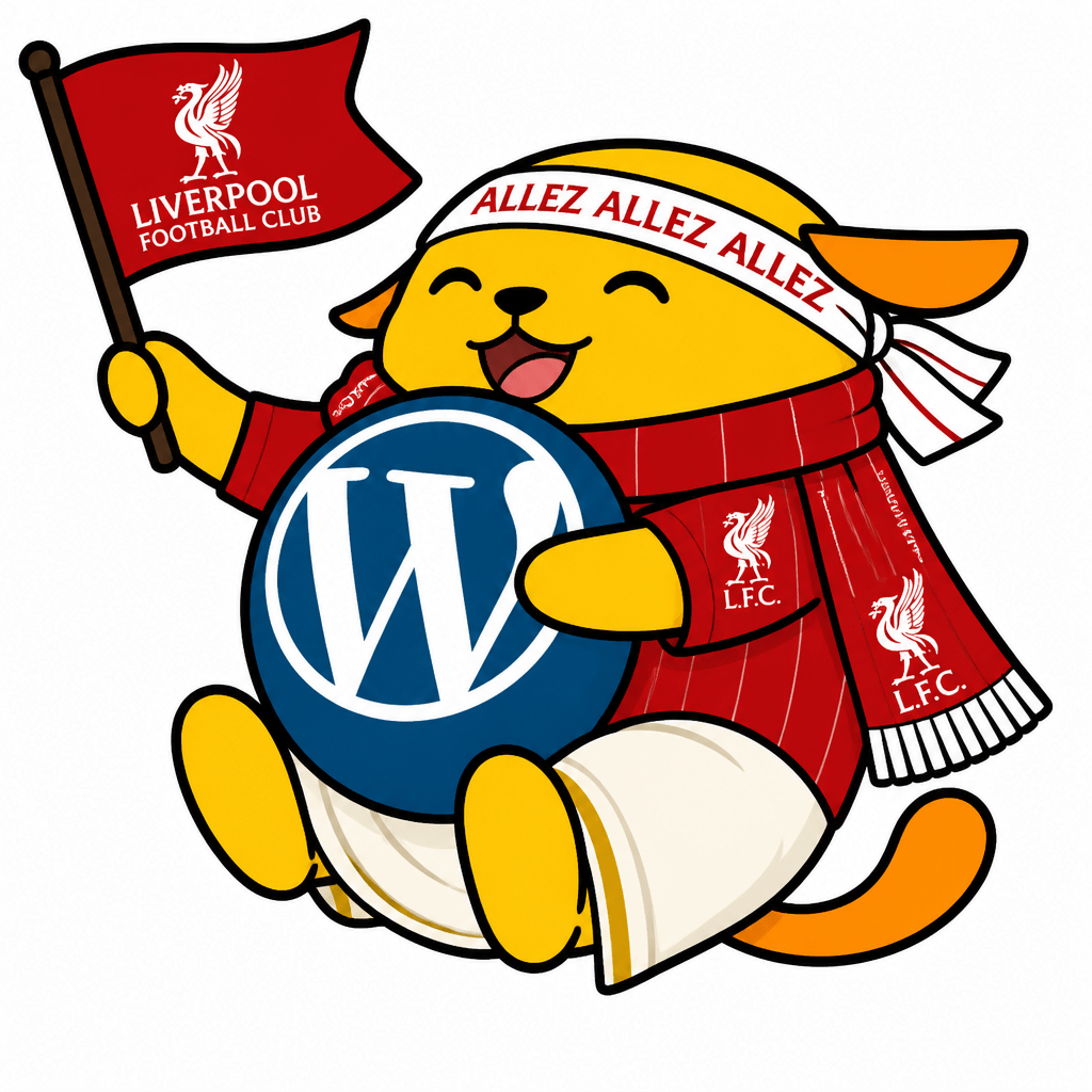 Wapuu: A Malayalee Wapuu who is a Liverpool Football Fan enjoying a winning match in Anfield stadium