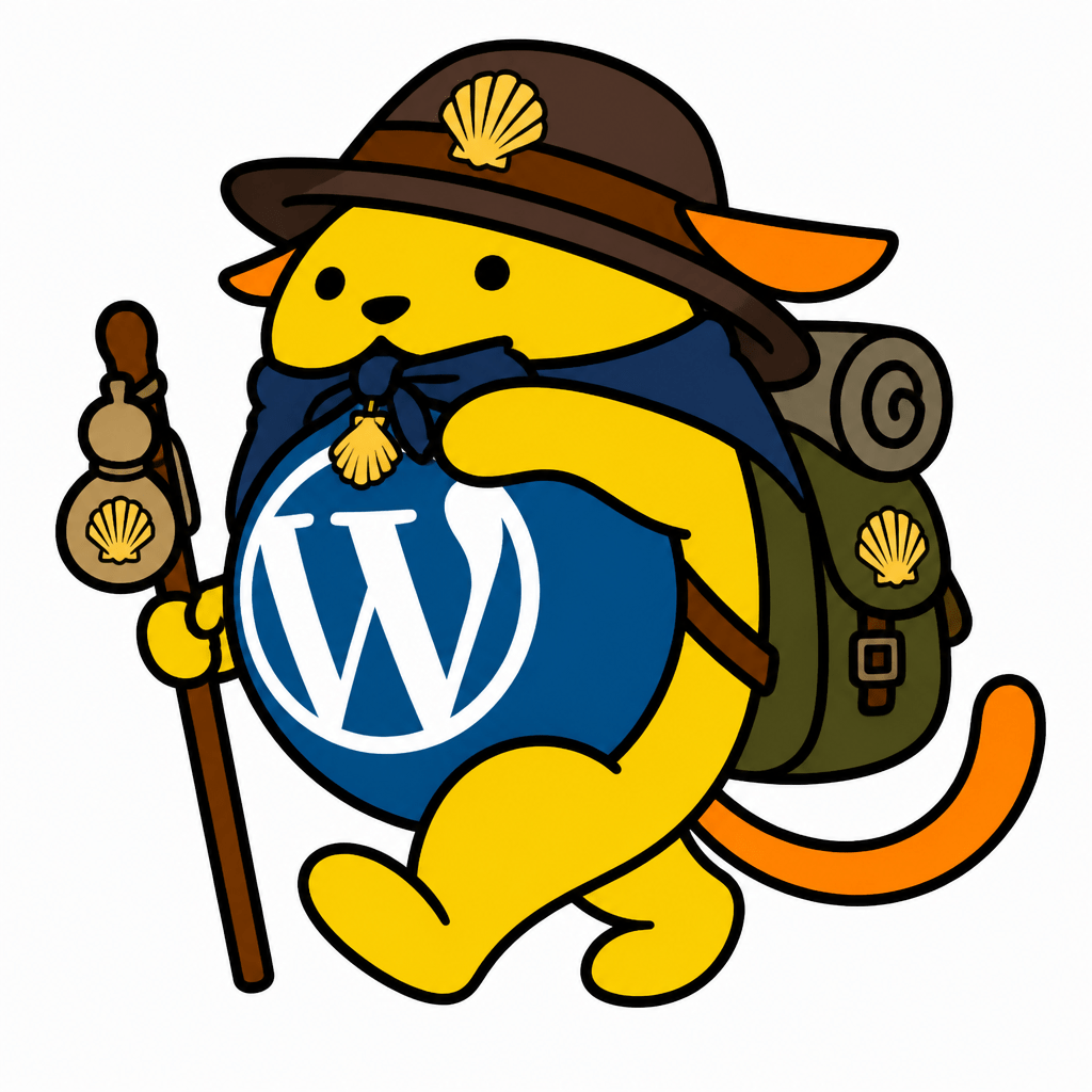 Wapuu: A pilgrim Wapuu walking the "Camino de Santiago"