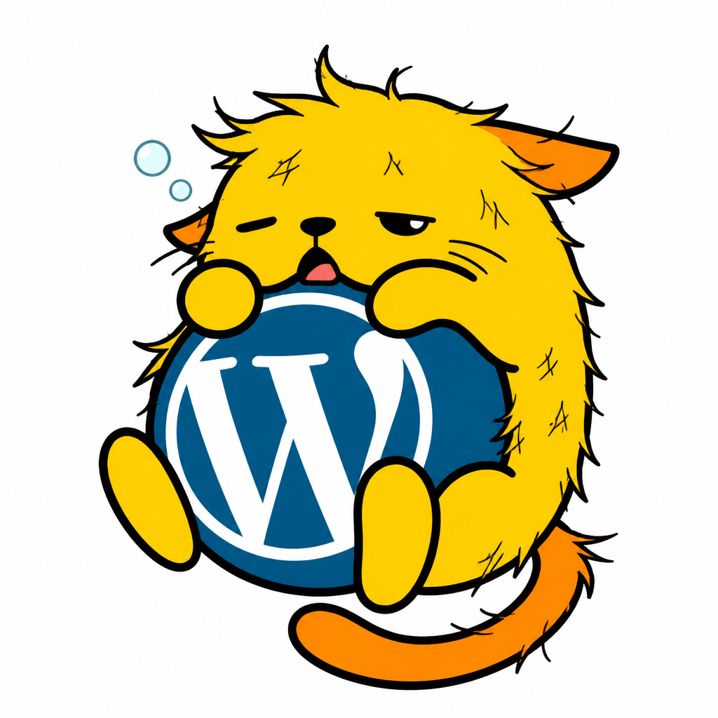 Wapuu: Feral cat that just woke up from a nap, looking disheveled