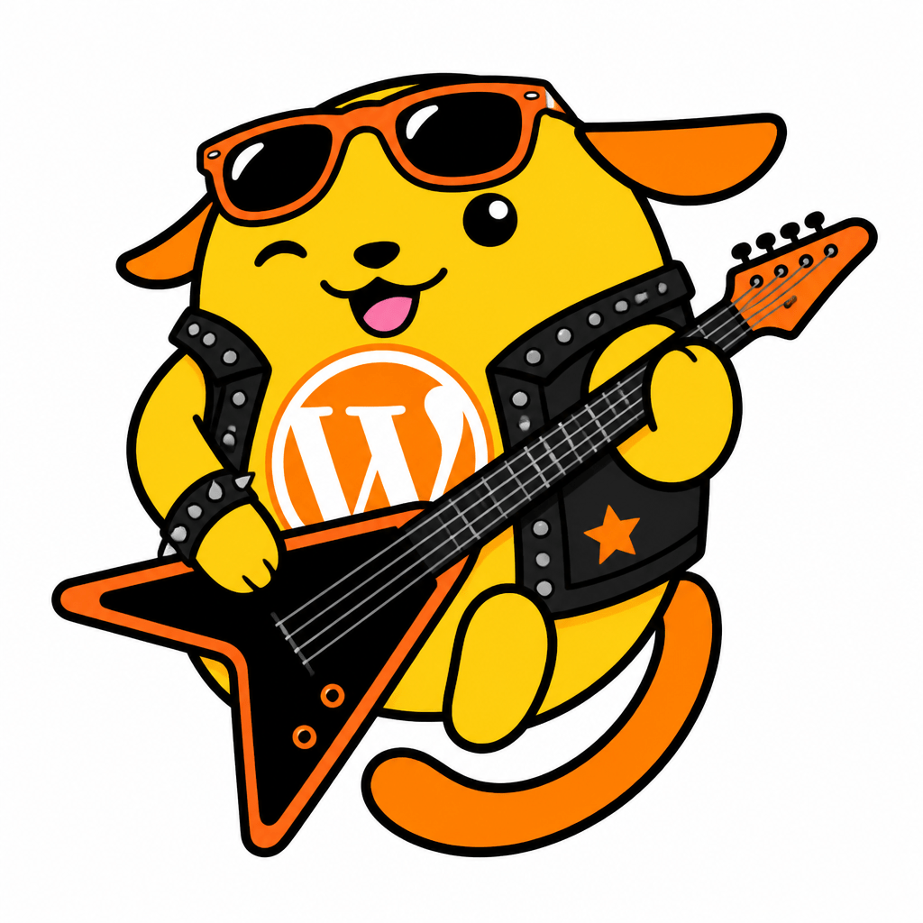 Wapuu: mood is happy, content, colors should be orange black, summer season, theme should be summery , and it should be rockstar