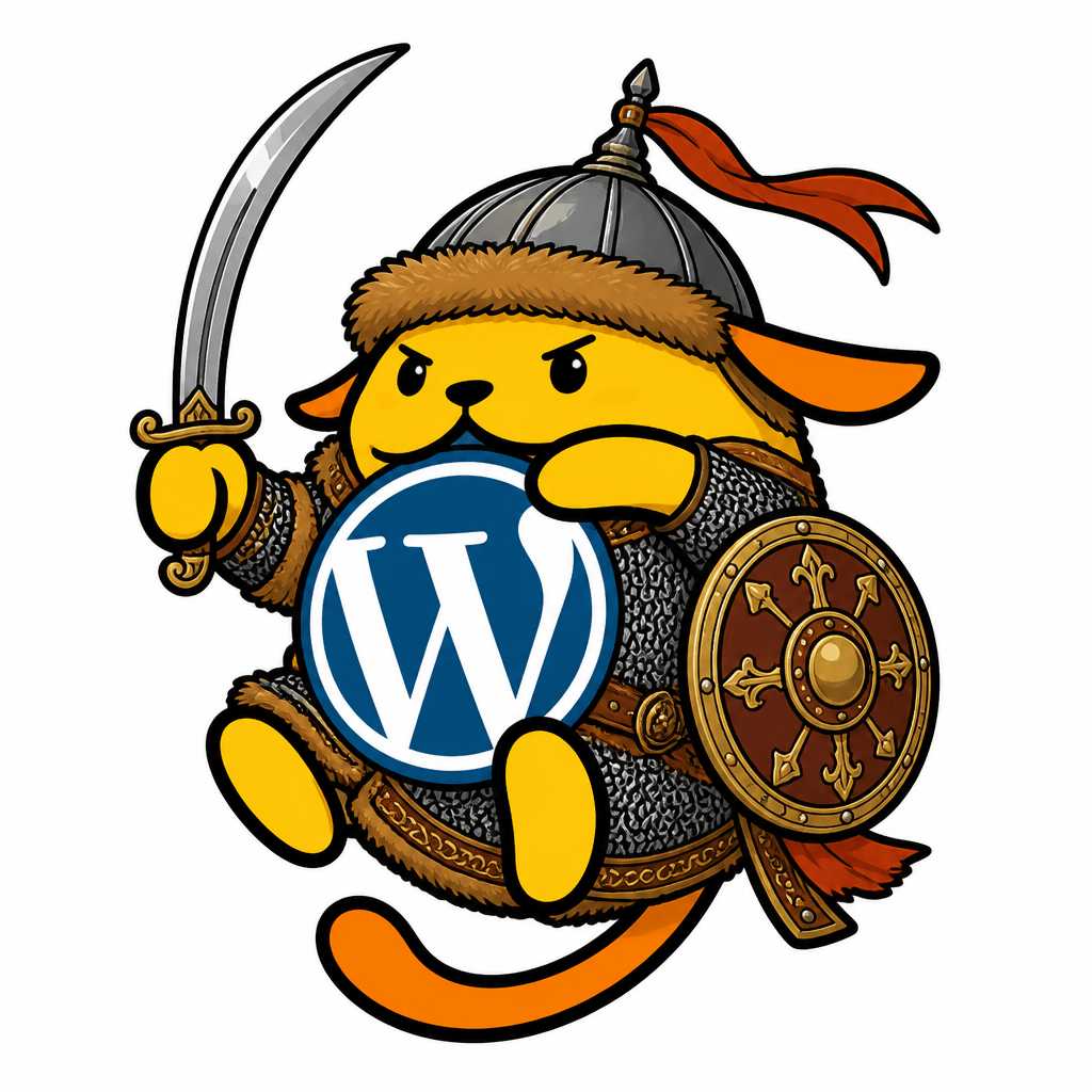 Wapuu: Ottoman akıncı raider Wapuu in chainmail armor, fur-trimmed helmet, holding a curved kilij sword and a small round shield. Fierce battle sta