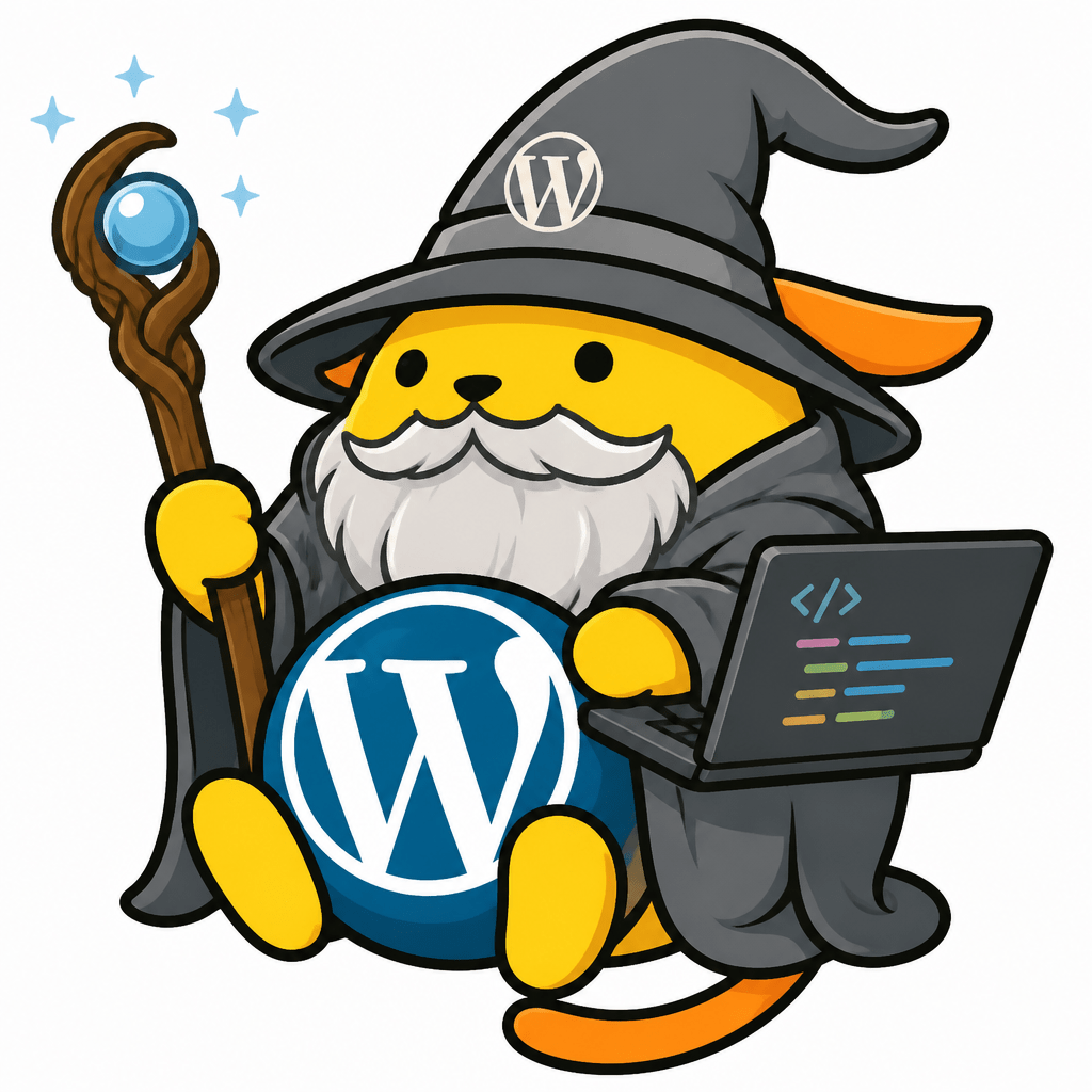 Wapuu: A Gandalf Wapuu that is a coding wizard.