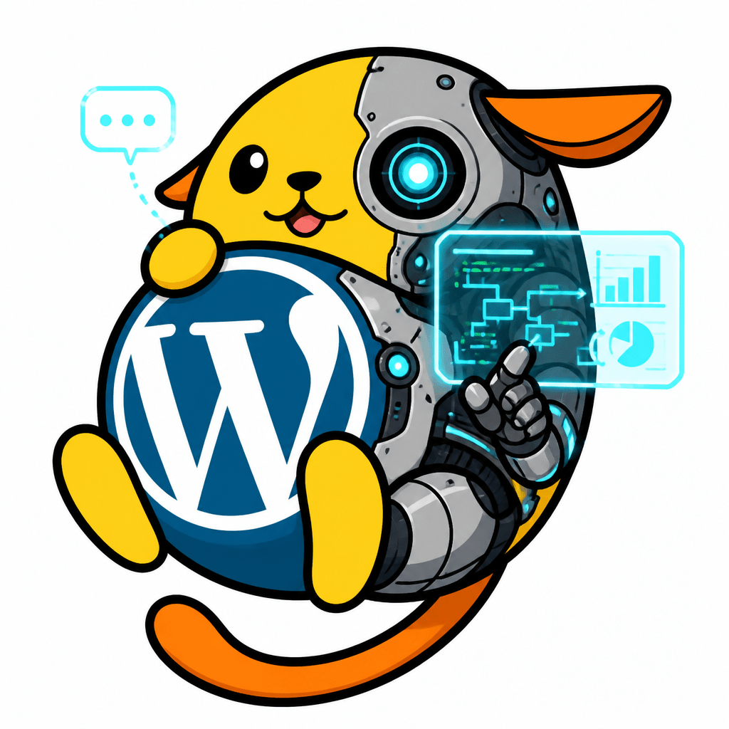 Wapuu: Half face cyborg. Prompting and analyzing data.
