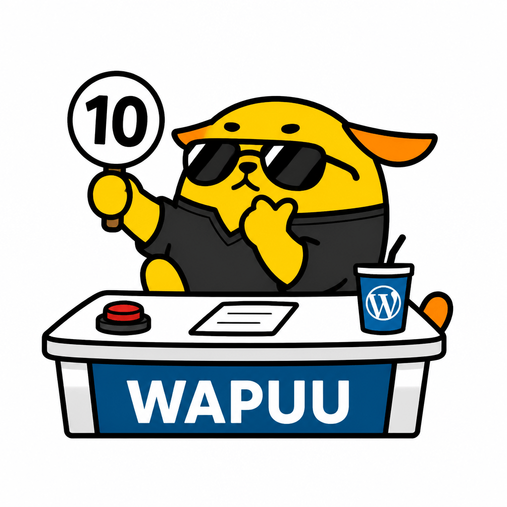 Wapuu: Wapuu as Simon Cowell judging a performance