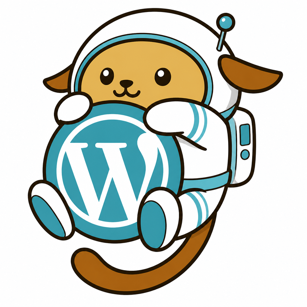 Wapuu: Astronaut wapuu. #D8A45F body, #9A6014 ears/tail, accent colors #3EA0AD #B9E4EA