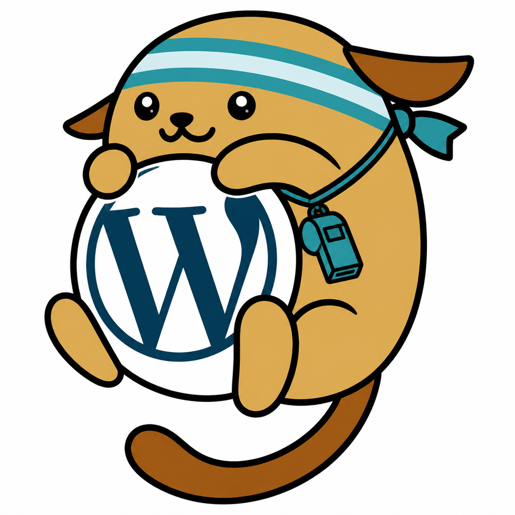 Wapuu: Coach Wapuu: #D8A45F body, #9A6014 ears/tail, #3EA0AD headband with #B9E4EA stripe, #3EA0AD whistle, white ball, black outline